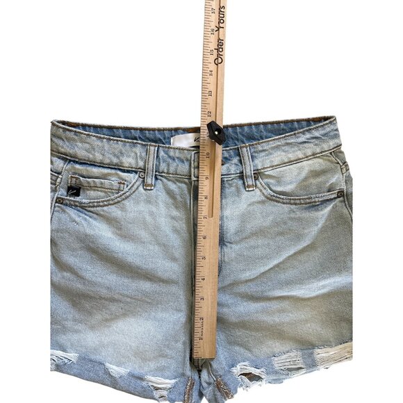 KanCan Denim Shorts Womens 5 26 Blue Distressed Ripped Raw Hem Mid Rise Casual - Picture 6 of 7